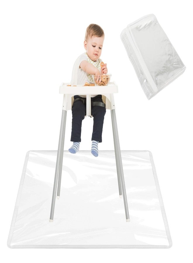 Klmnop 3 Pack Waterproof Splat Mat for High Chair, 50''x50'' Washable Baby Mealtime Splat Mat - Reusable Plastic Under Highchair Floor Protector for Play & Art(Clear) - Image 1